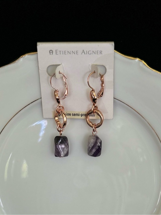 Etienne Aigner Jewelry - Etienne Aigner Rose Gold & Semi Precious Purple Amethyst Dangle Earrings